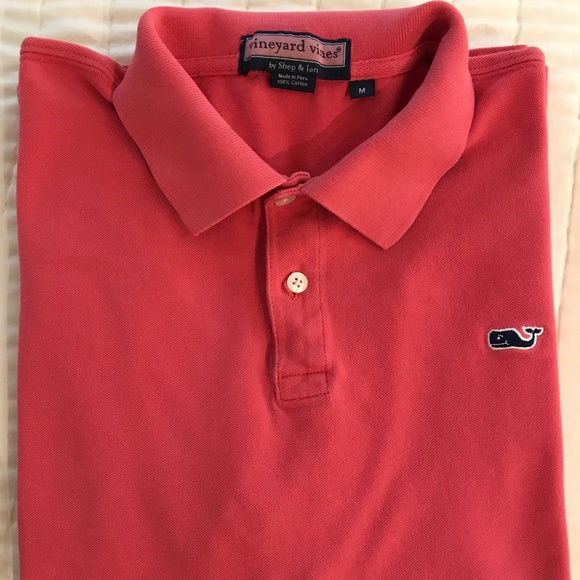 Mens Vineyard Vines Salmon Red Polo Shirt - Picture 3 of 6